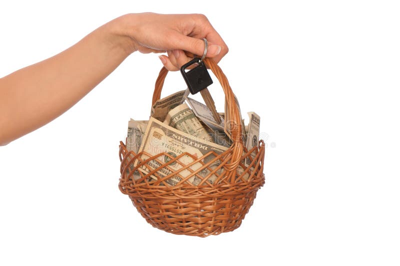 Basket with money stock photo. Image of holding, finances 15163590