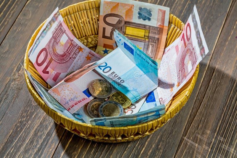 Basket with Money from Donations Stock Photo Image of finance