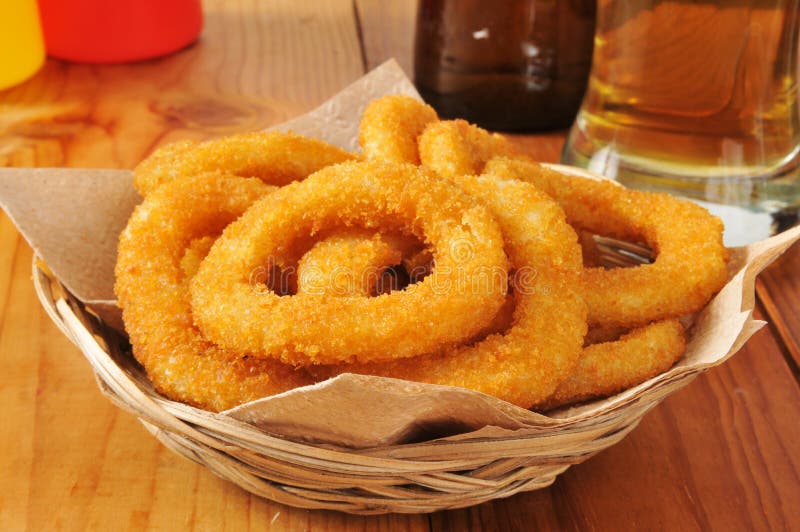 Breaded Onion Rings In A Basket Stock Photo Image of people, cooking