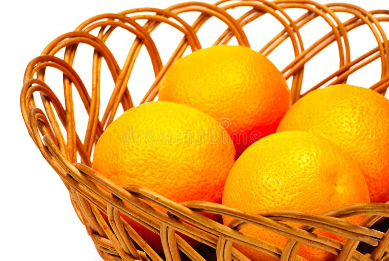 Basket of oranges on white stock photo. Image of neat 12307006
