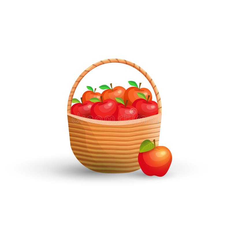 Basket with red apples stock illustration Basket with red apples stock illustration
