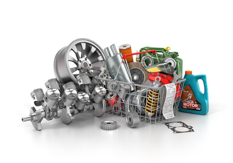 Various Car Parts and Accessories Stock Illustration - Illustration of  isolated, mechanic: 52875052