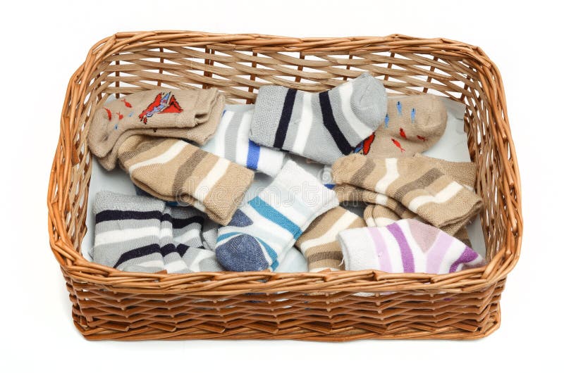 Basket with Socks Isolated on White Stock Photo Image of sock