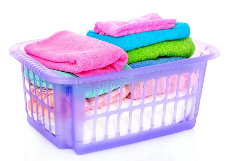 Basket with Towels Isolated Stock Photo Image of carry, purchase