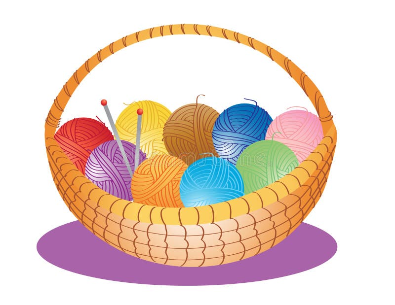 Basket of wool stock vector. Illustration of knitting - 58474129