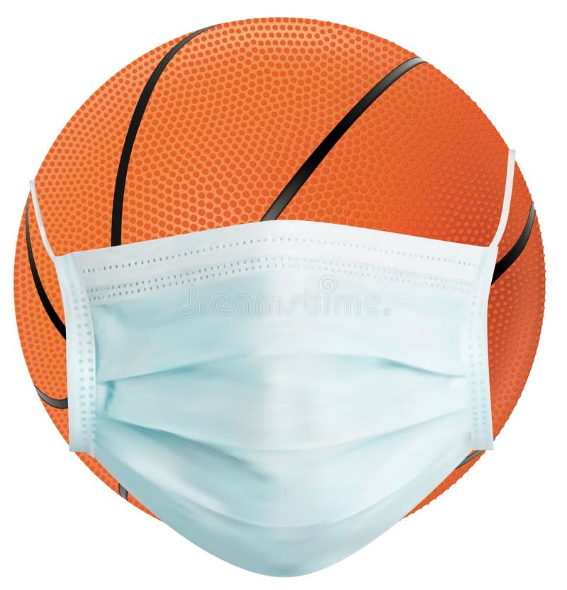 Basketbal in Masker. Bescherming Tegen Het Corona - Virus. Op Witte Achtergrond. Vector Illustratie - Illustration of ademhalings, geïsoleerd: 181212556