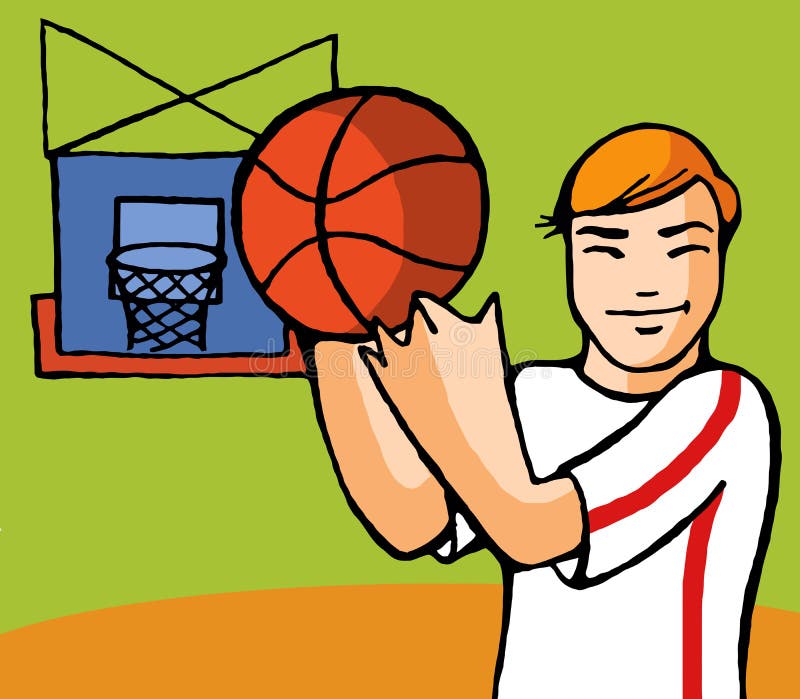 Vector Illustration of Kids Playing Basketball. Team Playing Game. Team ...
