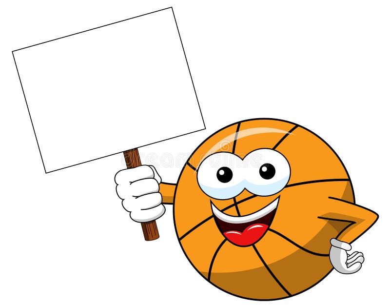 Basketball ball cartoon funny character copy space blank banner isolated