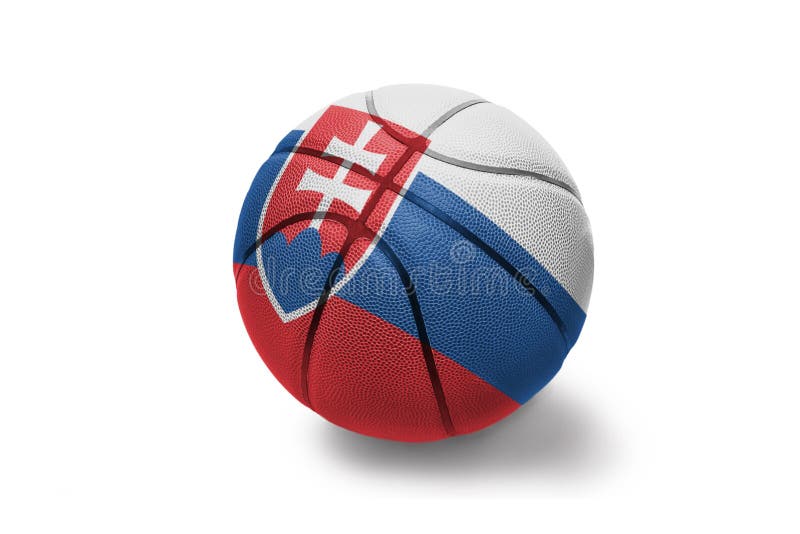 Basketball ball with the national flag of slovakia on the white background