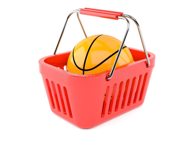 Basketball Ball Inside Shopping Basket Stock Illustration