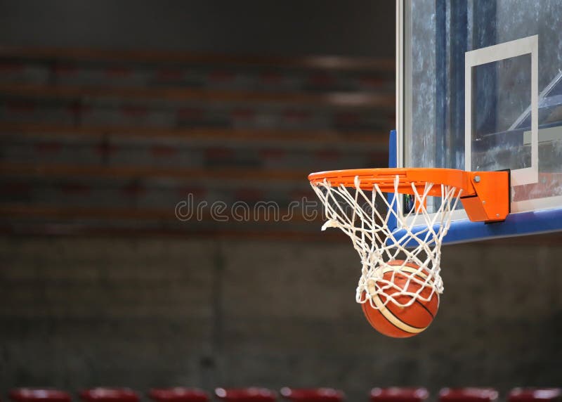 Basketball in the Basket during the Game Stock Photo - Image of shoot