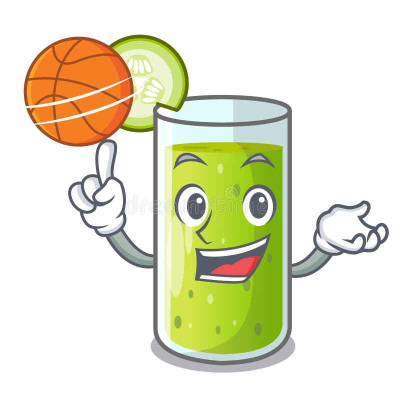 With Basketball Fresh Velvet Apple in Cartoon Mascot Stock Vector