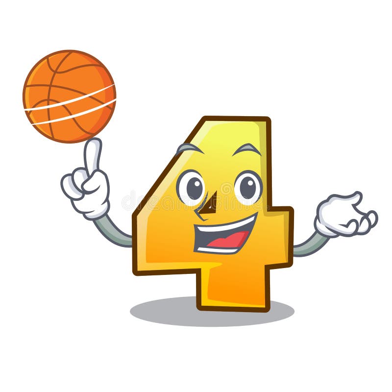 With Basketball Character Number Four on the Wall Stock Vector ...