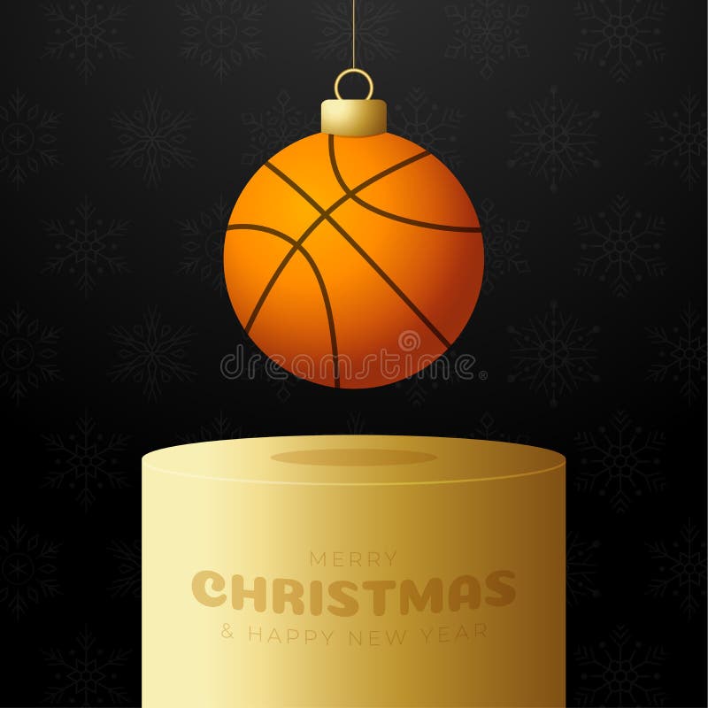 basketball Merry Christmas and Happy New Year luxury Sports greeting card. basketball  ball as a Christmas ball on background. Vector illustration Stock Vector  Image & Art - Alamy