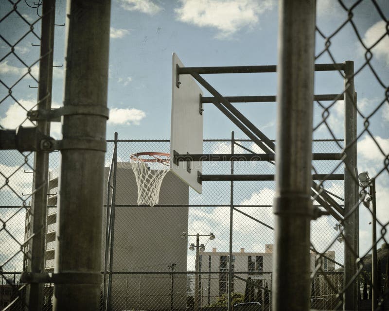 Basketball court in chain link