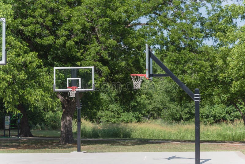 Basketball playground in a green city park