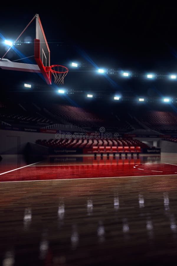 Basketball court. Sport arena. 3d render background. stock illustration Basketball court. Sport arena. 3d render background. stock illustration