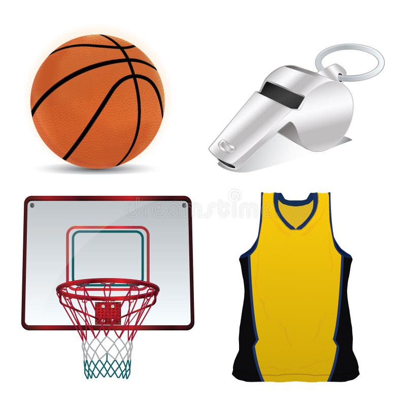 Basketball Equipment. Vector Illustration Decorative Design Stock