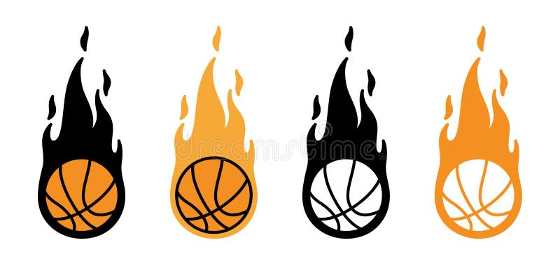 Basketball fire ball vector icon logo sport cartoon character symbol illustration doodle design