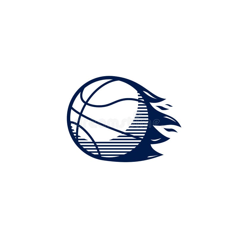Basketball with Fire Flame Icon Symbol Logo Illustration for Cutting ...