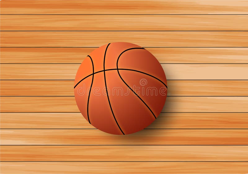 Basketball on the Hardwood Floor Background Stock Illustration