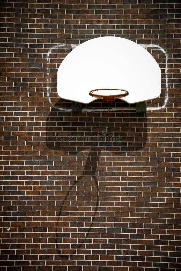 Basketball Hoop on Brick Wall Stock Image Image of basketball, shadow