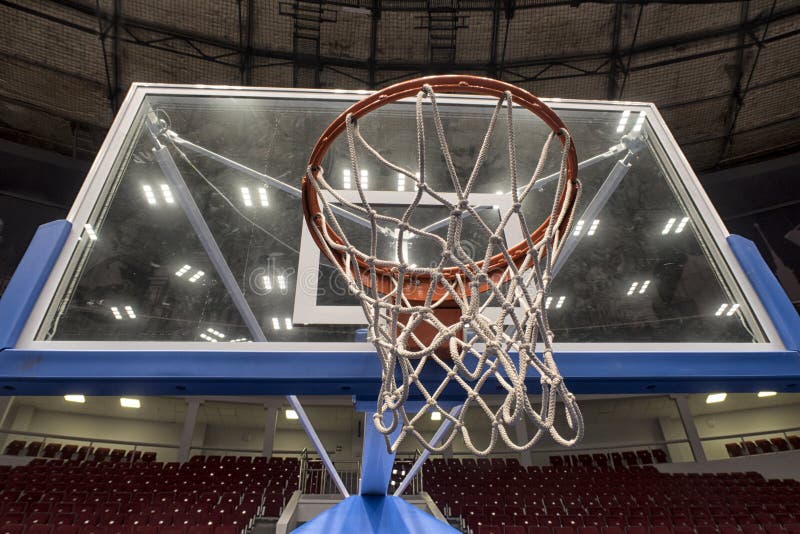 Basketball Hoop in a Professional Basketball Arena. Stock Photo Image