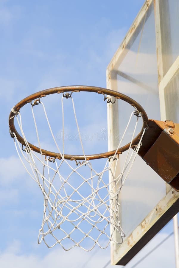 Basketball Hoop on Sky Background Stock Image Image of board, blue