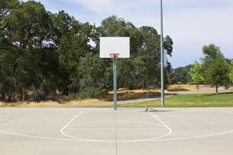 Basketball Hoop with White Backboard and Court Stock Image Image of