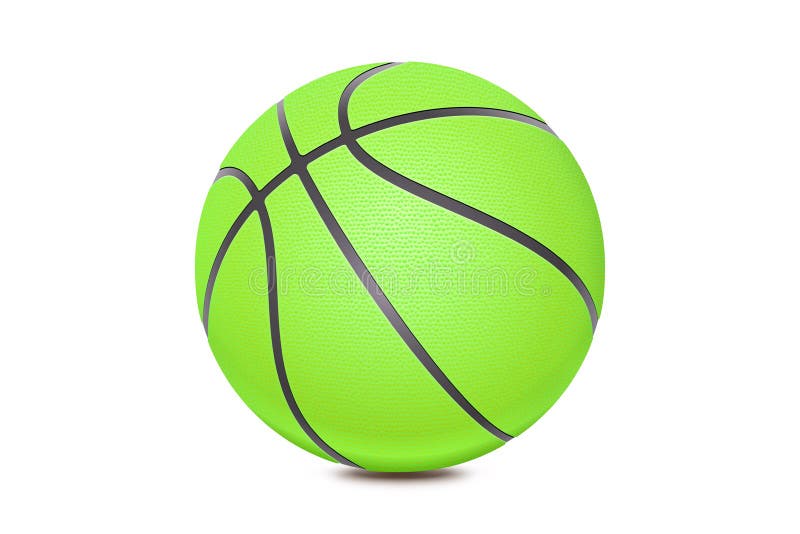Basketball isolated on white background. Green ball, sport object concept. New emerald basketball with black lines. 3D stock photos
