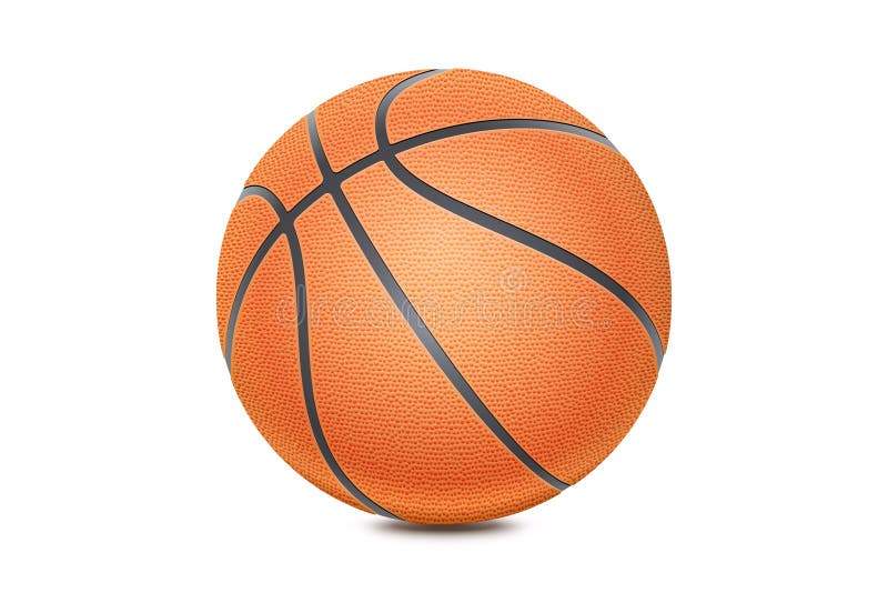 Basketball isolated on white background. Orange ball, sport object concept. New classic basketball with black lines. 3D royalty free stock photography