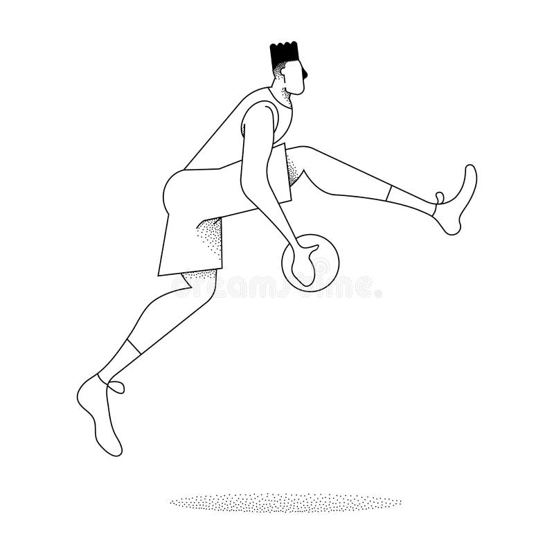 Basketball Man Player Jump Pose in Outline Style Stock Vector ...