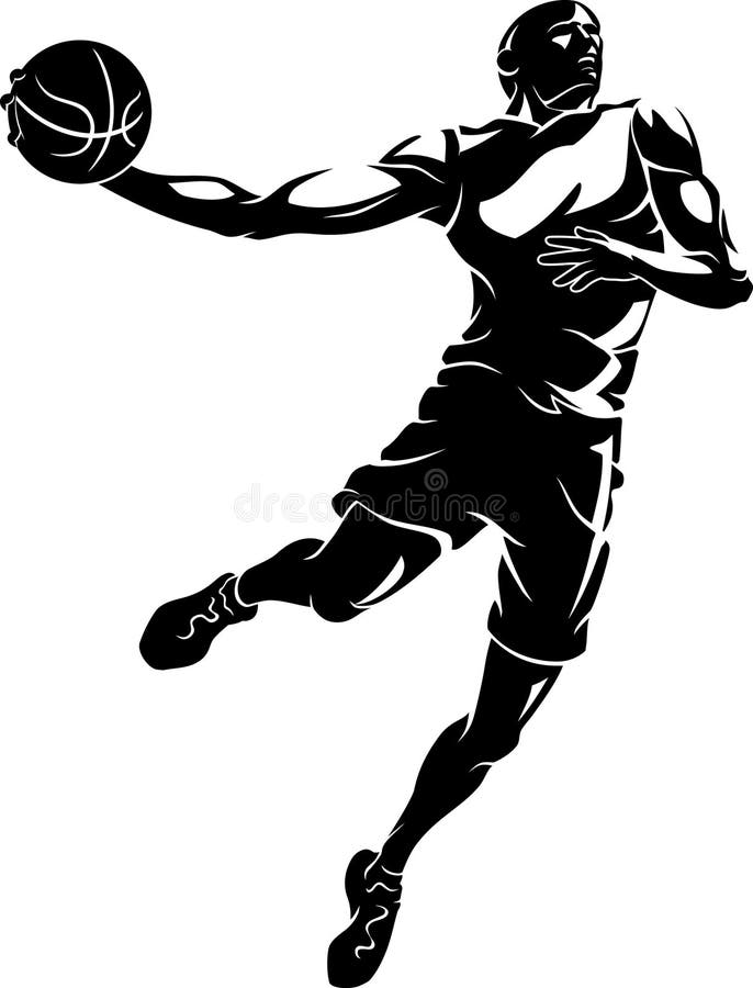 Basketball Mid-air Player Shadows Stock Vector - Illustration of ...