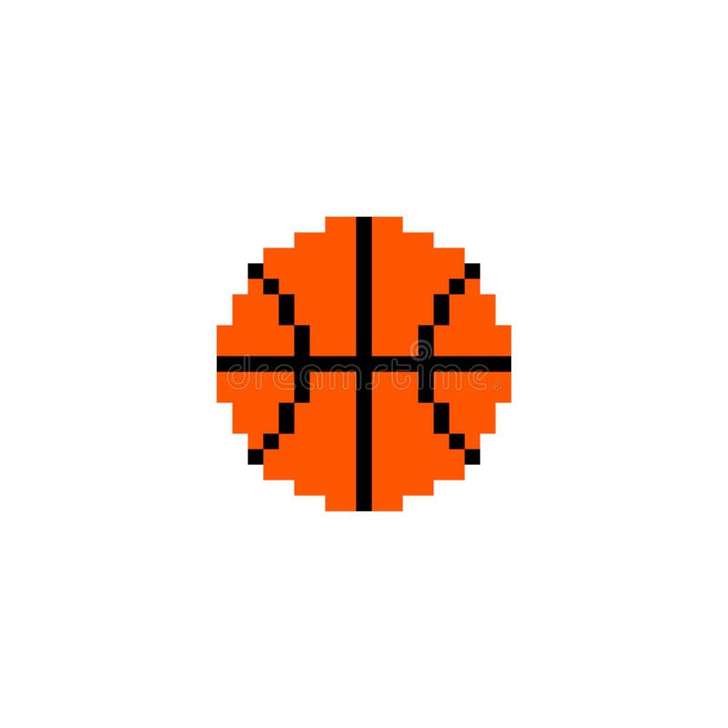 Basketball Pixel Art Icon, Pixel Illustration Stock Illustration