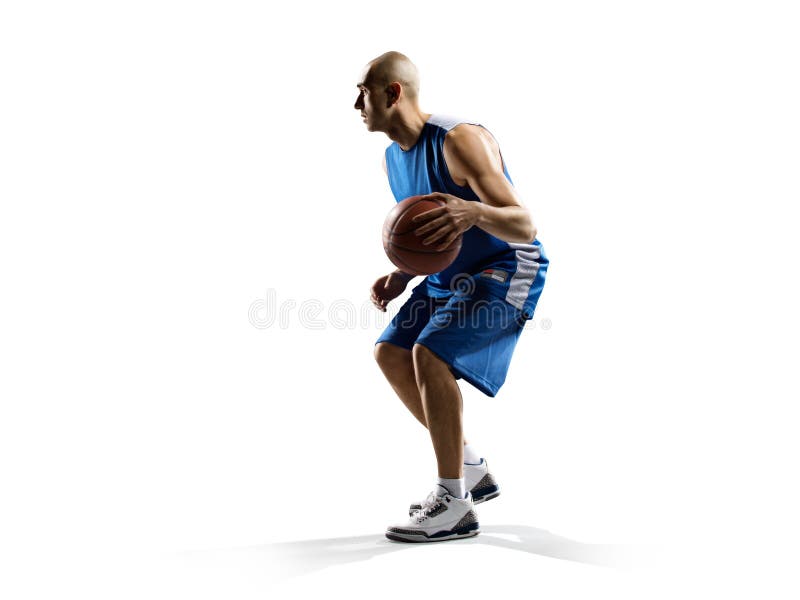 Basketball player in action isolated on white stock photo