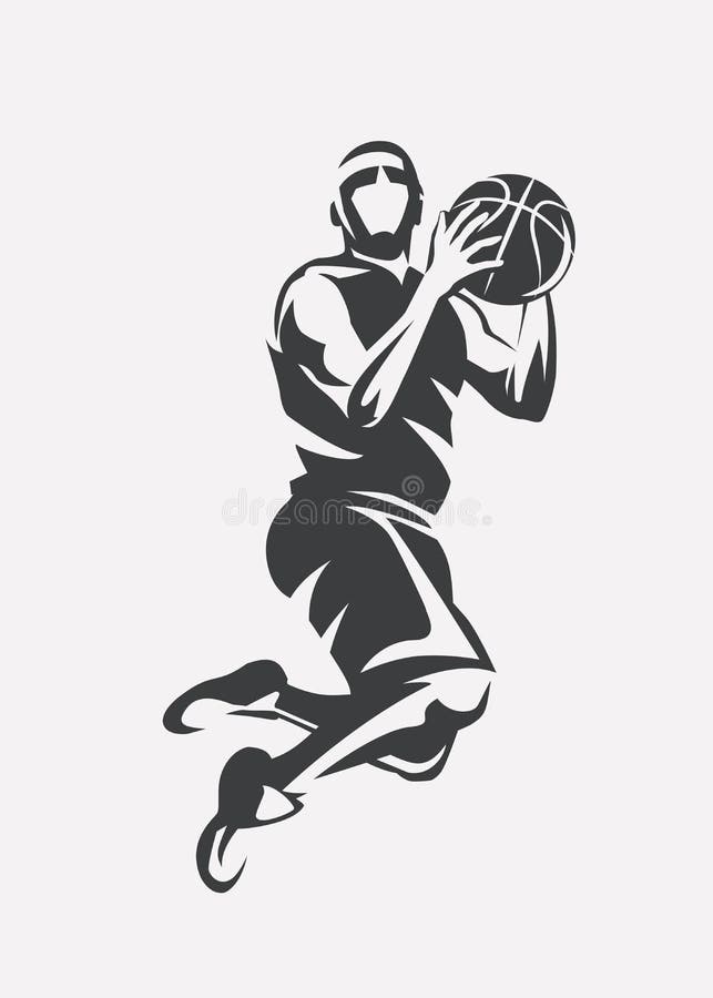 Basketball player jumping silhouette