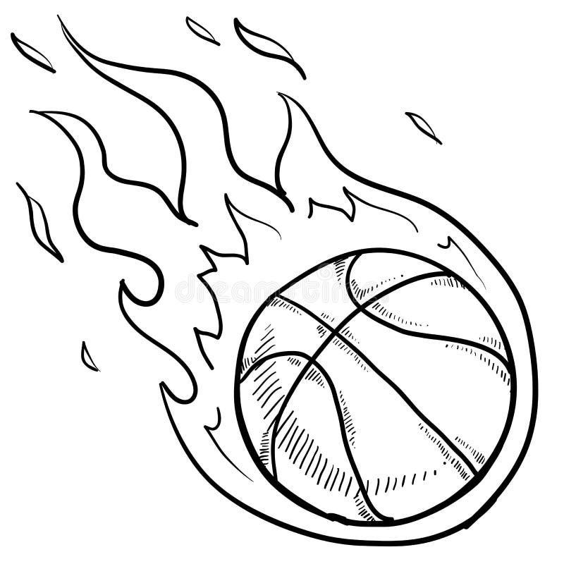 pic Flaming Basketball Clipart Black And White basketball playoffs sketch stock vector