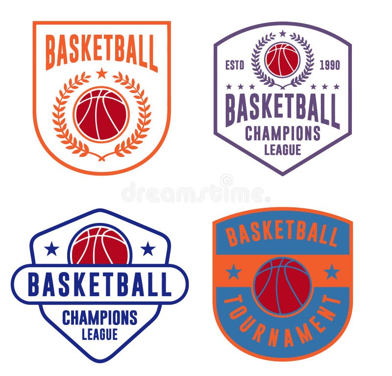 Basketball sheild and logo illustration. Baseball basketball logo template royalty free illustration