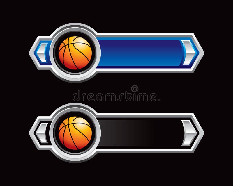Basketbälle auf den blauen und schwarzen Pfeilen lizenzfreie abbildung Basketbälle auf den blauen und schwarzen Pfeilen lizenzfreie abbildung