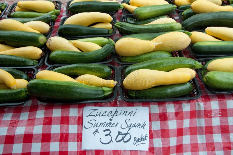 Basketfuls of Squash for Sale at Farmer S Market Stock Image Image of