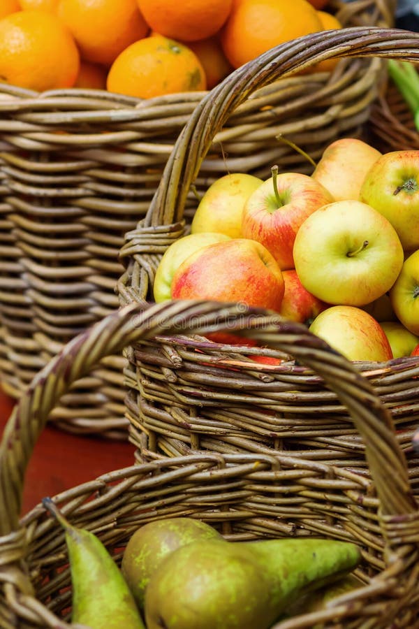 Baskets with Different Fruits Stock Image Image of farmers, food