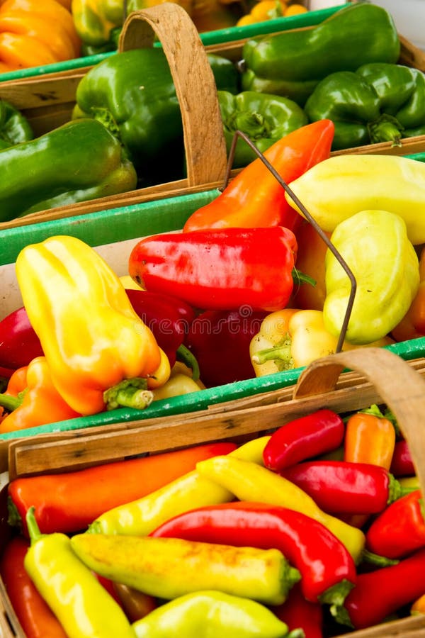 Baskets of peppers