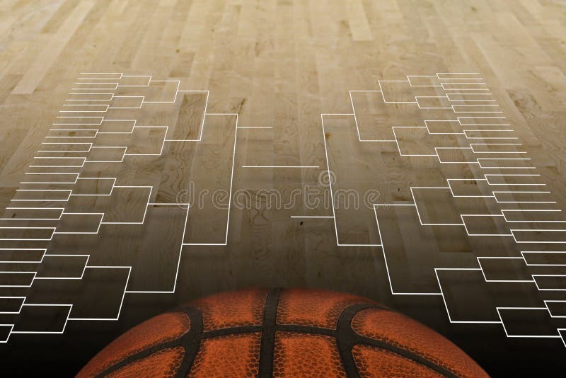 A basketball court with the grid of 64-team basketball tournament on top. It's March Madness time!. A basketball court with the grid of 64-team basketball tournament on top. It's March Madness time!