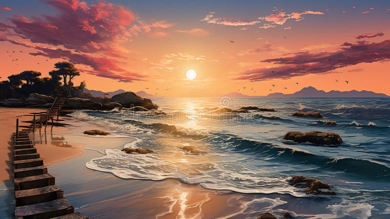 Sunset stock photo. Image of warm, yellow, ocean, purple - 8092676