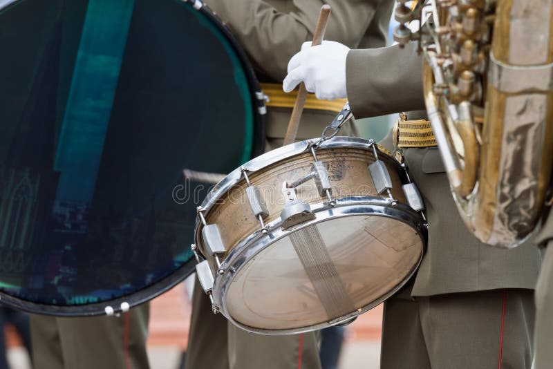 Bass drum on parade stock photo. Image of band, soldier 19510784