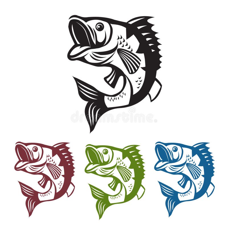 Bass Fish. Fishing Mascot. Template Bass Fish. Fish Jumping Stock Vector -  Illustration of icon, label: 68973976