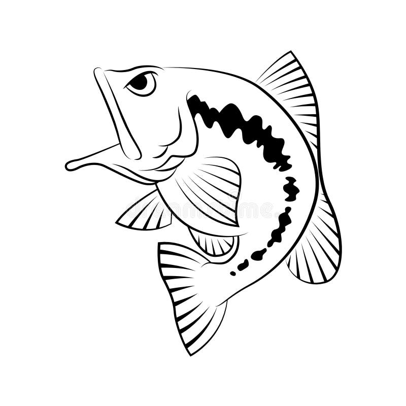 Bass Fish Symbol on White Background,Vector. Stock Vector