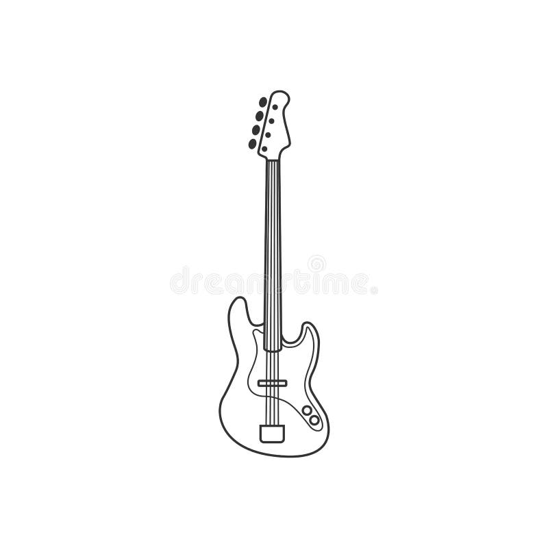 photo Outline Bass Guitar Clipart white icon isolated vector string set