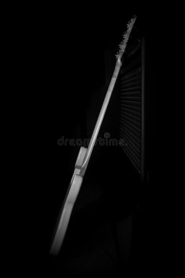 Bass Guitar in Music Studio. Musical Instruments and Equipment Stock