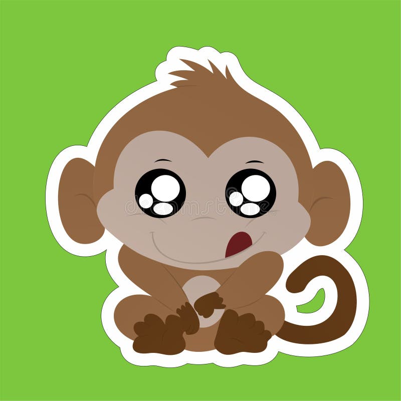 Design Simples Plana Macaco Desenho Animado Ícone Ilustração